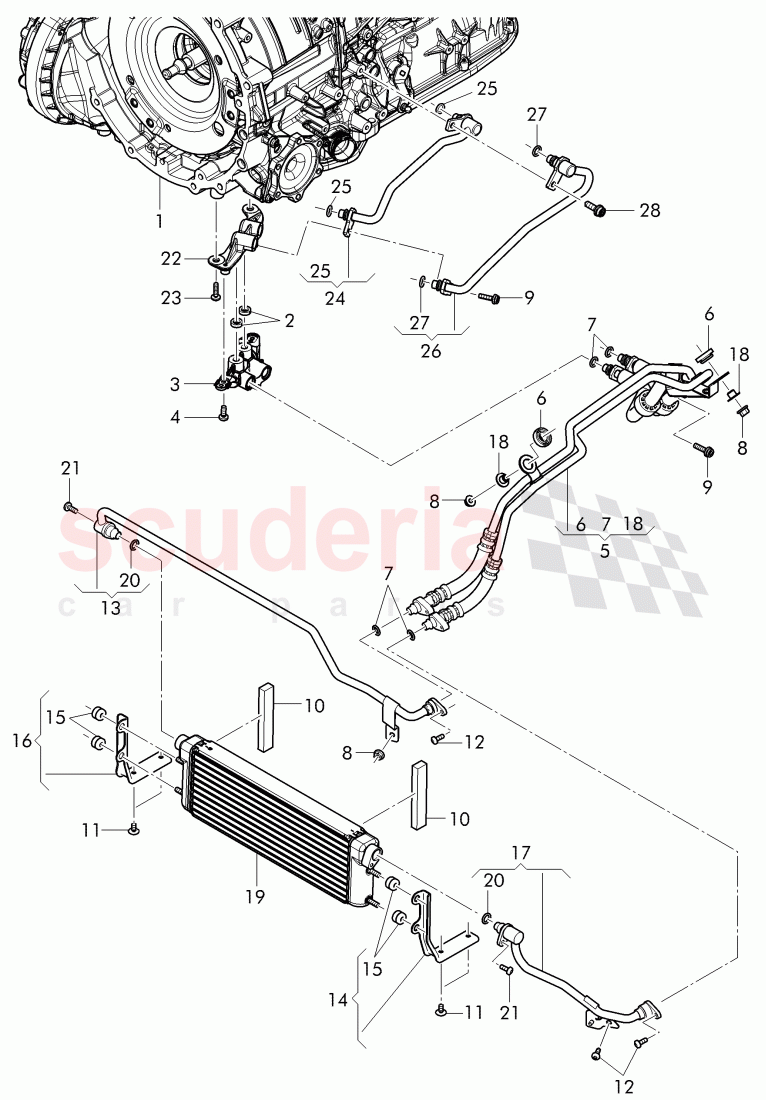 oil pressure line for gear oil cooling, Gear oil cooler of Bentley Bentley Continental Flying Spur (2013+)