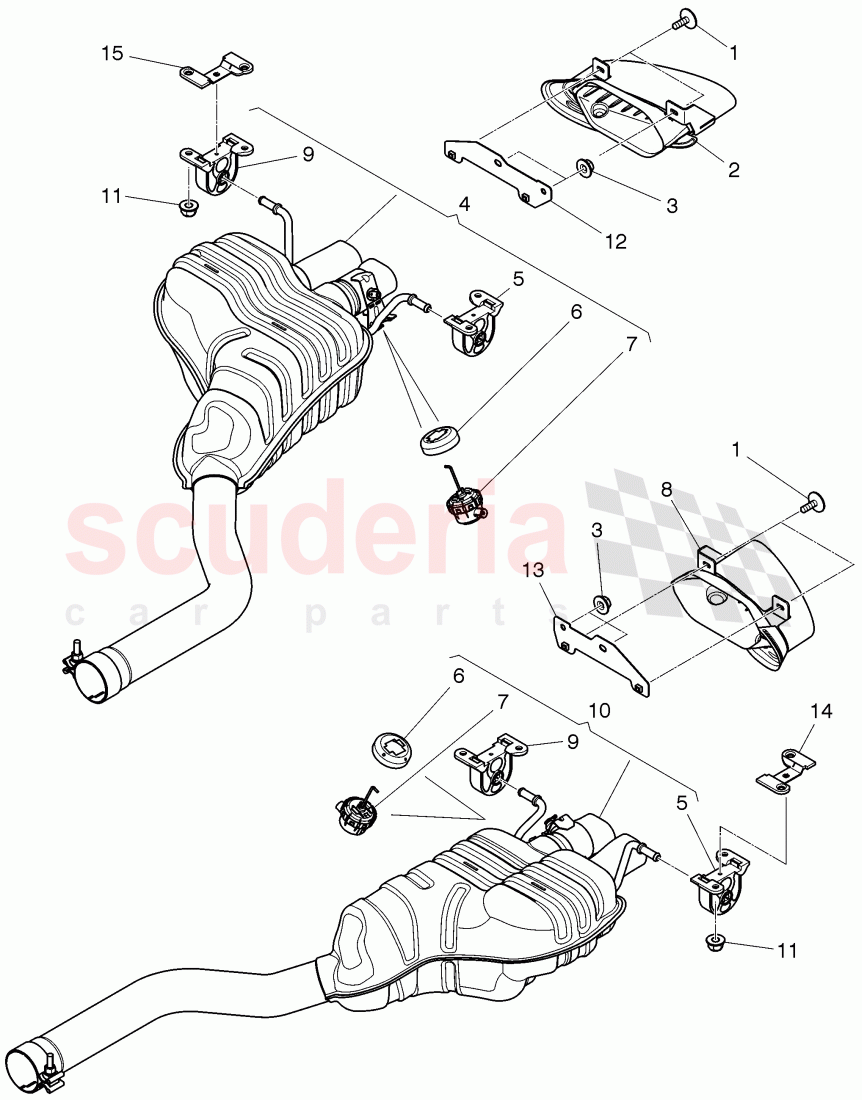 Exhaust muffler with exhaust flap, Exhaust pipe tips of Bentley Bentley Continental GTC (2011+)