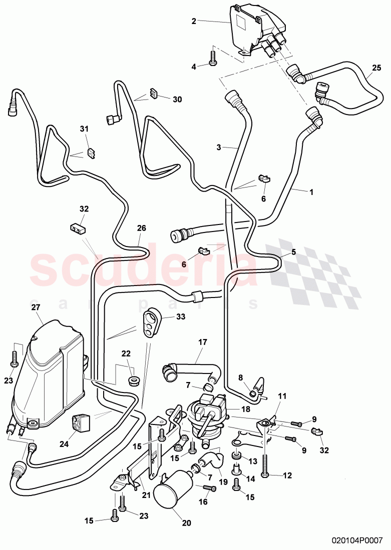 Active charcoal filter with diagnosis pump for fuel delivery system, ventilation for fuel tank, F 3W-8-053 906>> 3W-A-063 621, F >> ZA-A-063 621 of Bentley Bentley Continental GT (2003-2010)