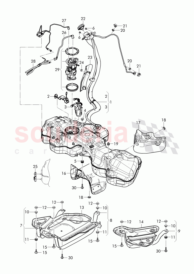 fuel tank with fuel gauge, sender, bracket for fuel, tank, protective plate for fuel tank of Bentley Bentley Bentayga (2015+)