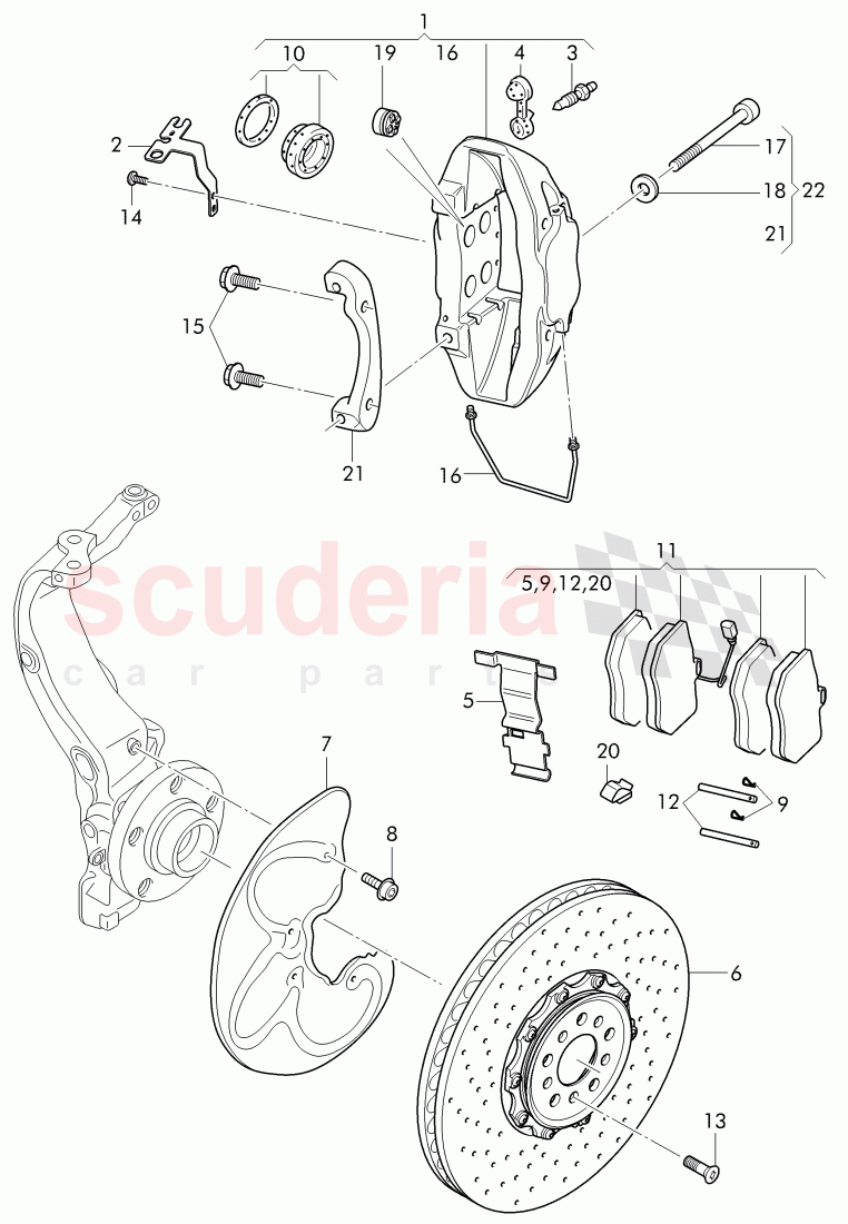 brake caliper, splash shield for brake disc, for vehicles with ceramic, brake disc of Bentley Bentley Continental Flying Spur (2013+)