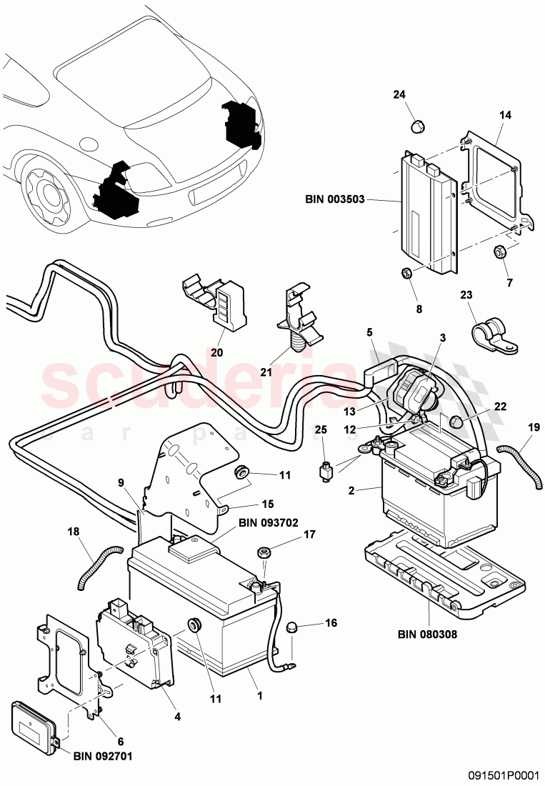 Battery system, F 3W-4-020 001>> 3W-8-059 518 of Bentley Bentley Continental GT (2003-2010)