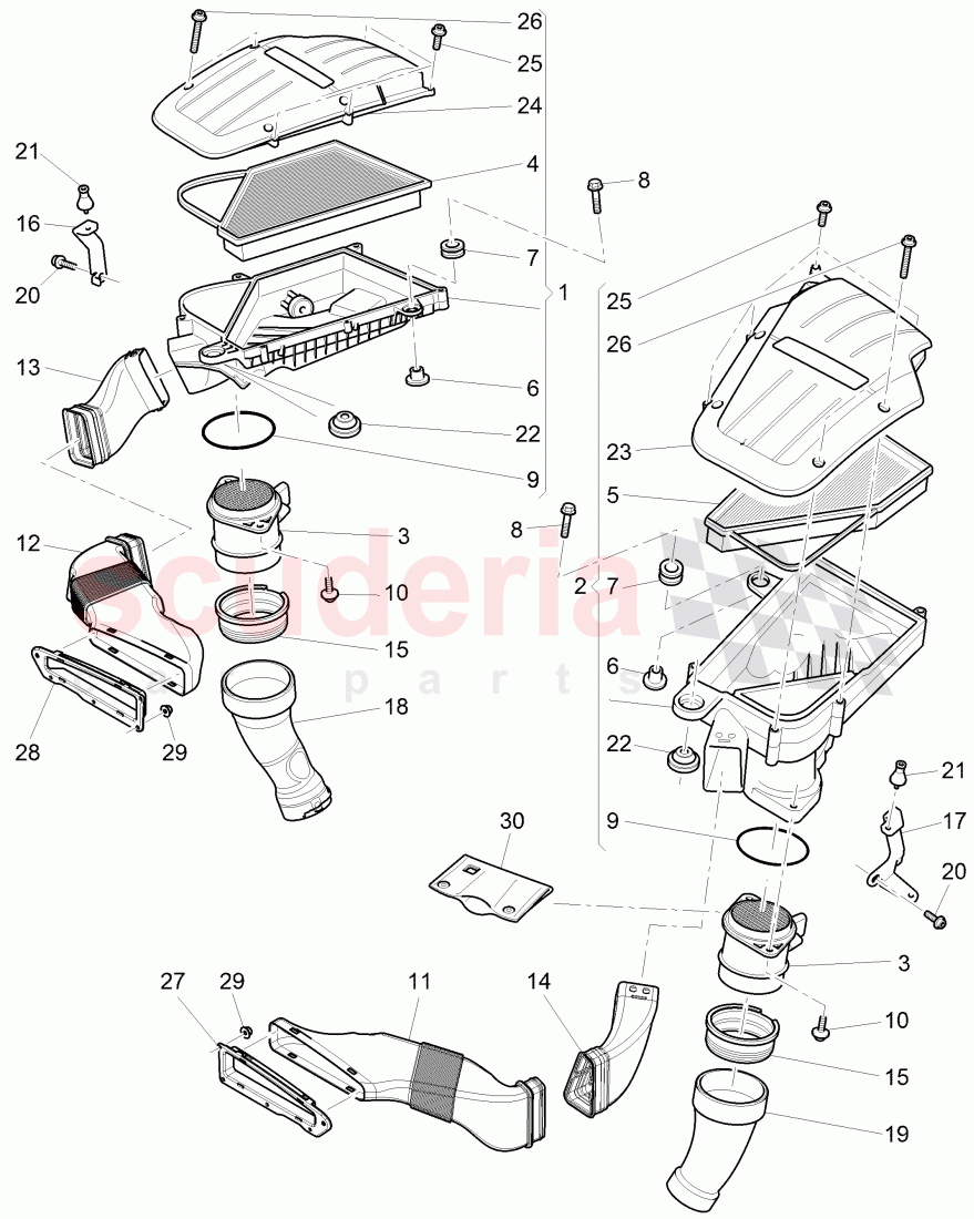 air cleaner with connecting, parts, mass air flow sensor, D >> - MJ 2015 of Bentley Bentley Continental GTC (2011+)