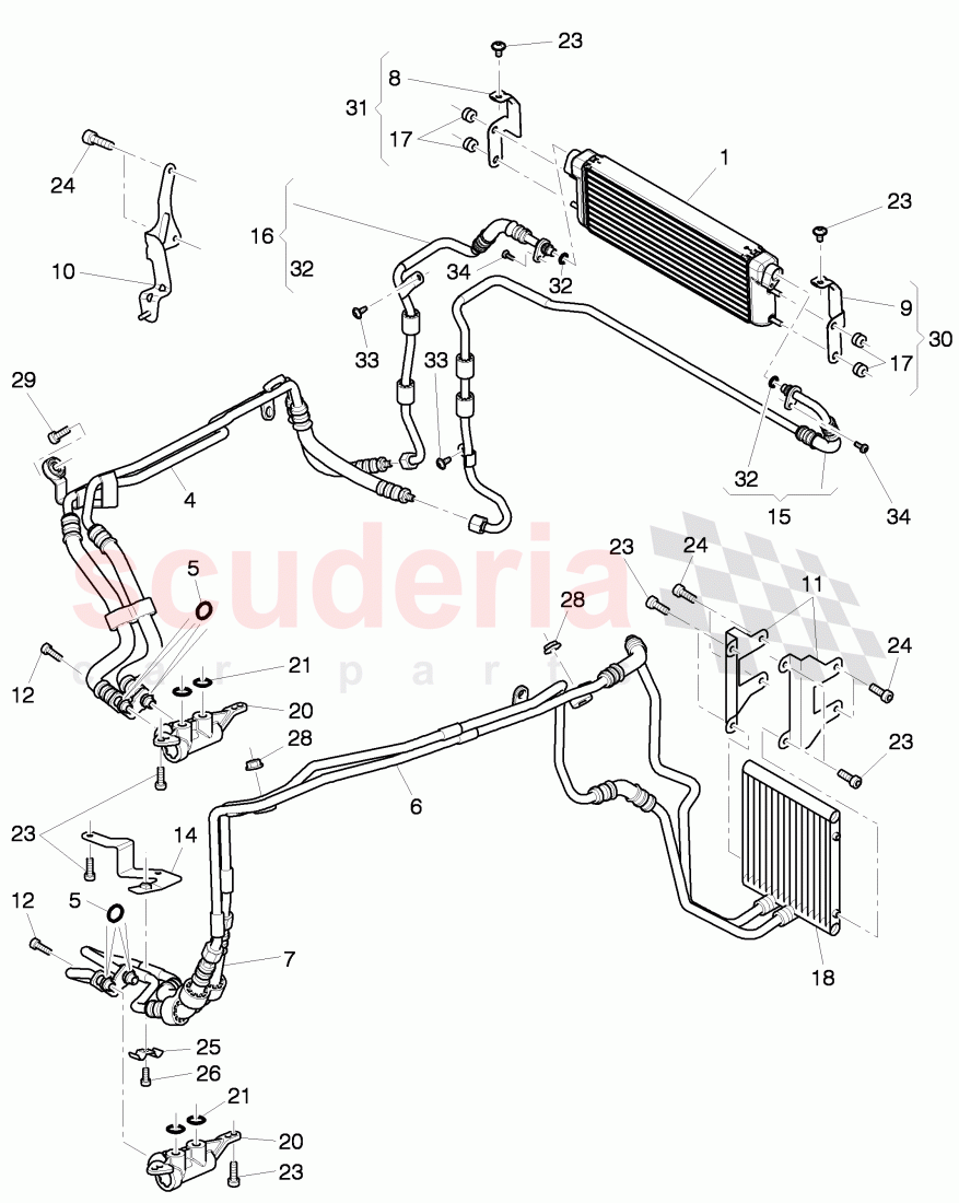 oil pressure line for gear oil cooling, Gear oil cooler, F 3W-C-073 056>>, F ZA-C-073 056>> of Bentley Bentley Continental Flying Spur (2006-2012)