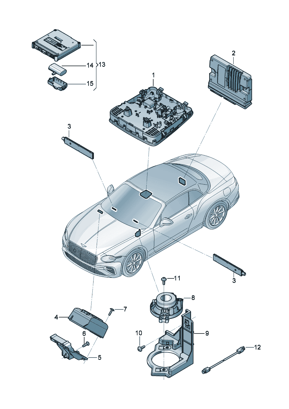 Control unit for emerg. call
module and communications unit of Bentley Bentley Continental GT Convertible (2025)