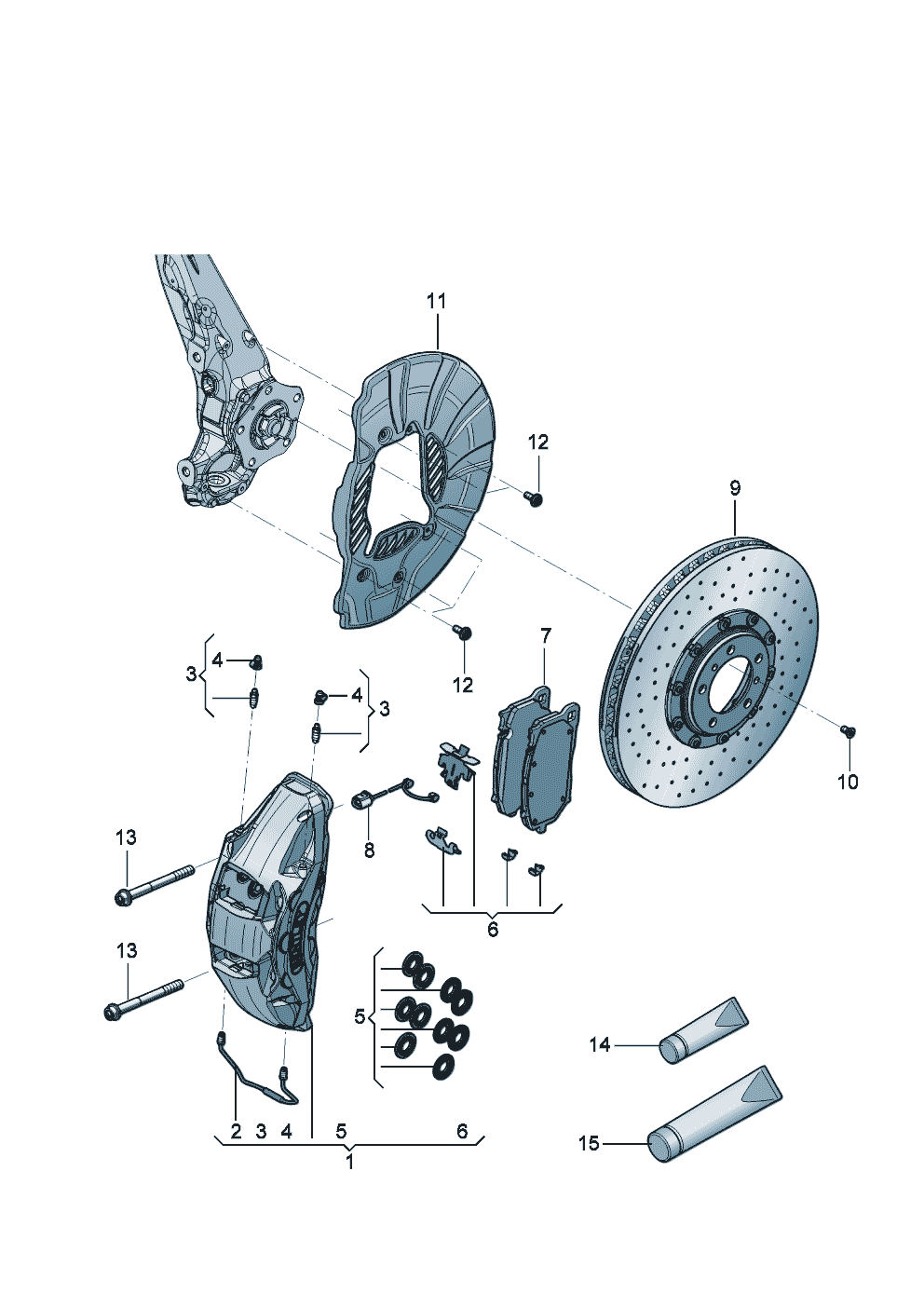 Fixed-calliper brake
Brake disc (vented)
For vehicles with ceramic
brake disc of Bentley Bentley Continental GT (2017) 