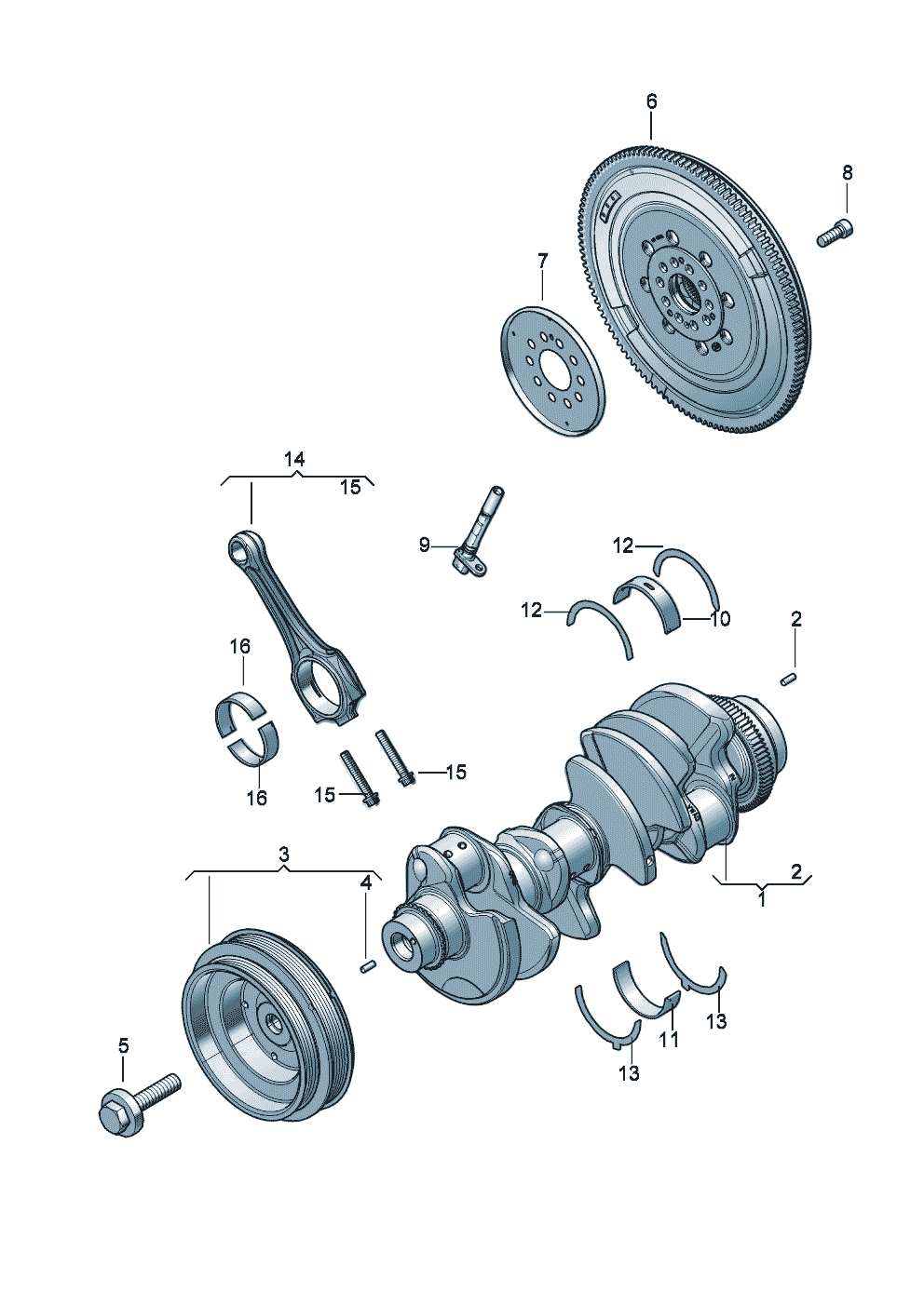 flywheel
V-belt pulley with
vibration damper
Crankshaft
conrod
bearing shell of Bentley Bentley Continental GT (2017)