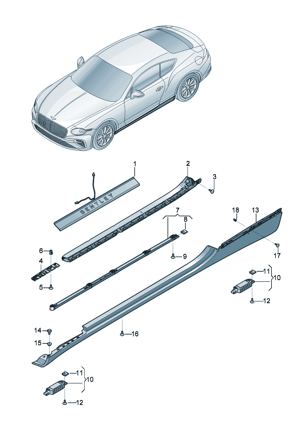 Trim for side section-
sill of Bentley Bentley Continental GT (2017)