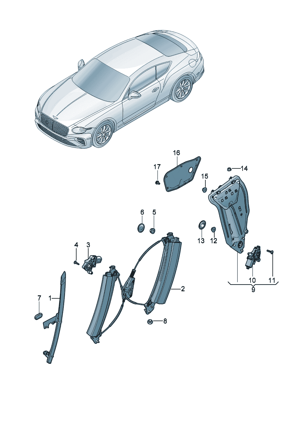 Window regulator of Bentley Bentley Continental GT (2017) 