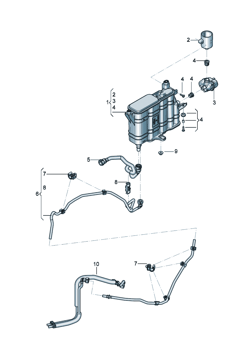 vapour container for activated
charcoal canister
ventilation for
fuel tank of Bentley Bentley Continental GT (2017)