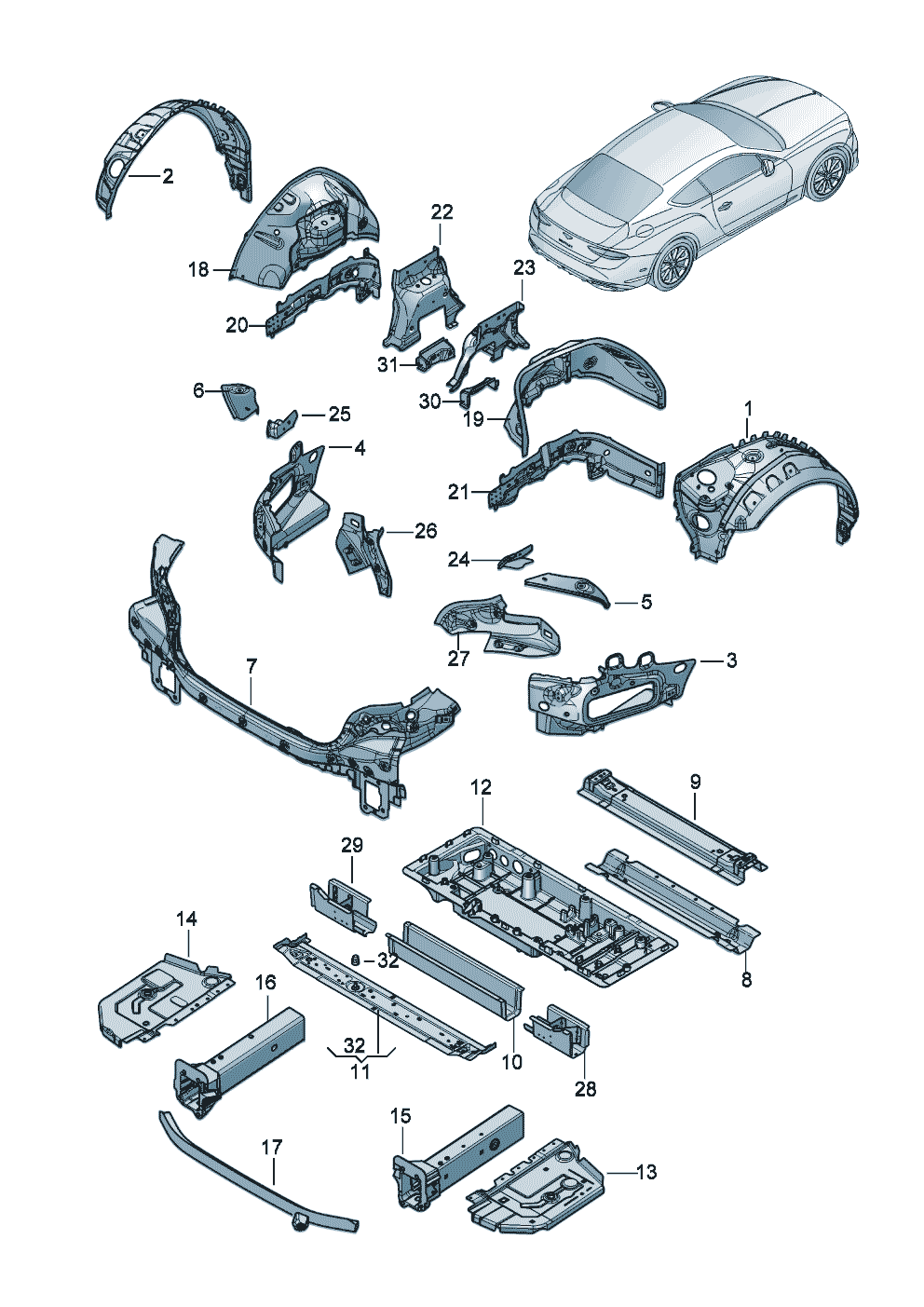 Side member
Wheel housing of Bentley Bentley Continental GT (2017)