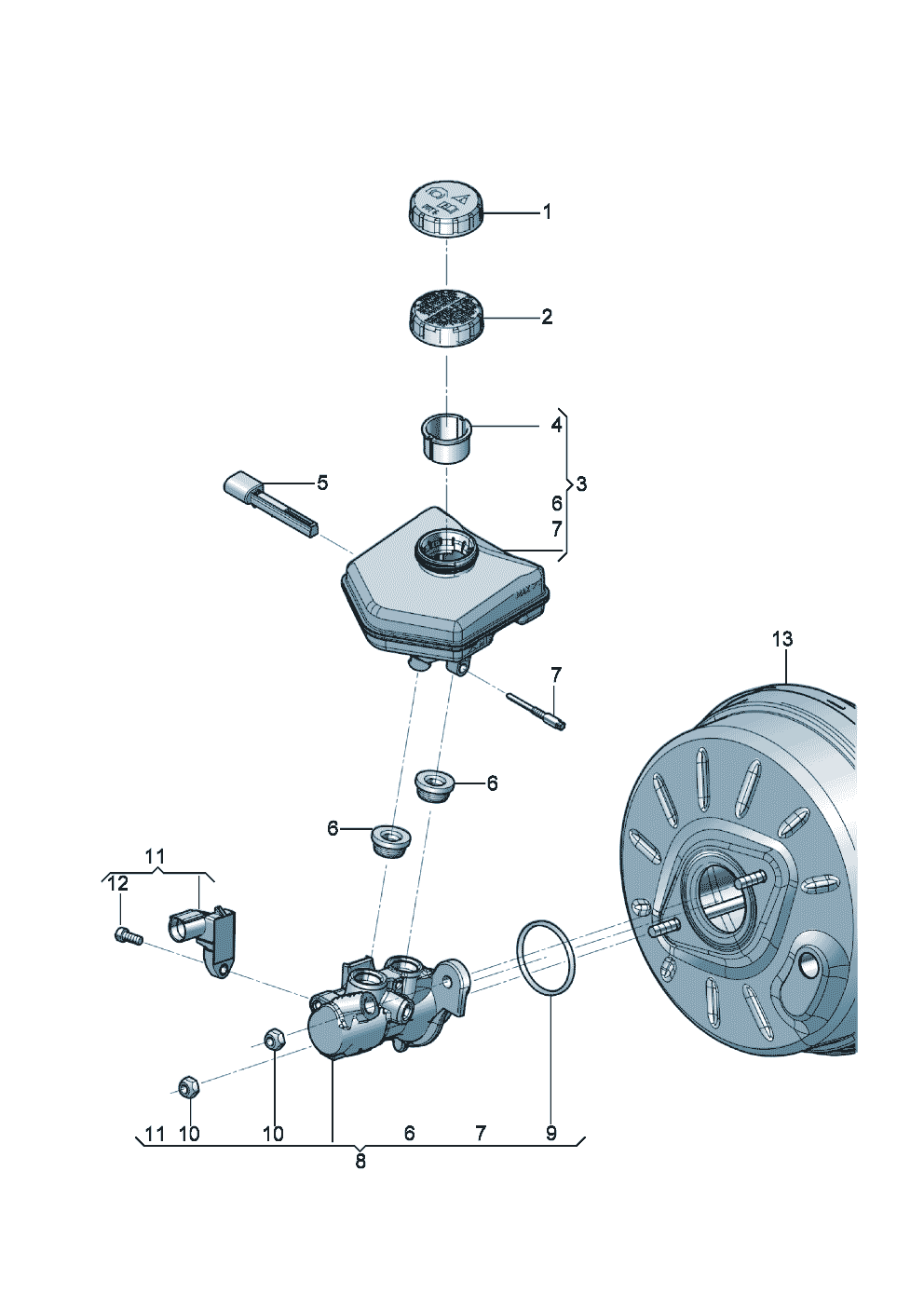 Tandem brake master cylinder
with brake fluid reservoir of Bentley Bentley Continental Flying Spur (2025) 