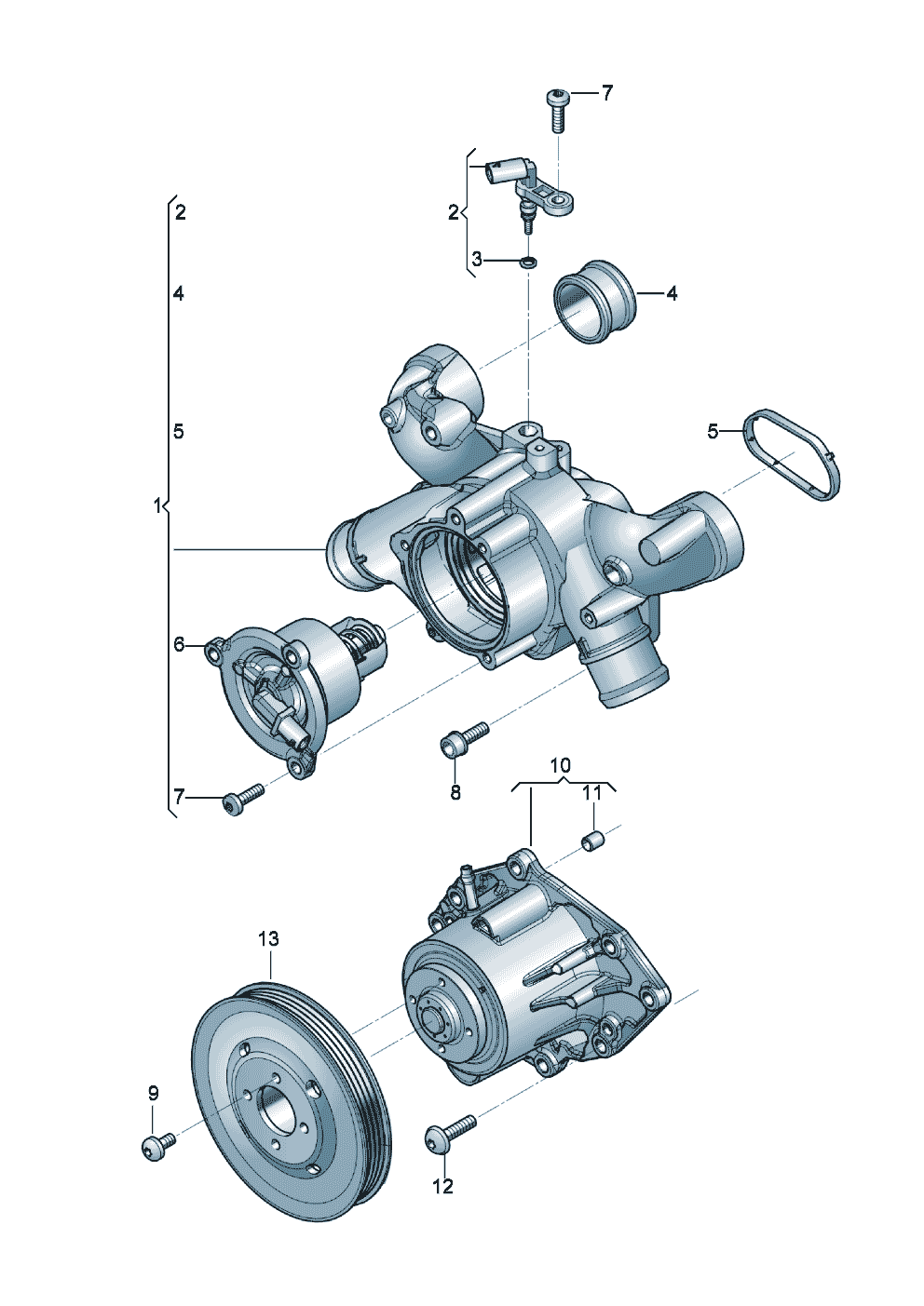 Coolant pump with glued in
sealing ring
Coolant regulator housing
with thermostat of Bentley Bentley Continental Flying Spur (2025) 