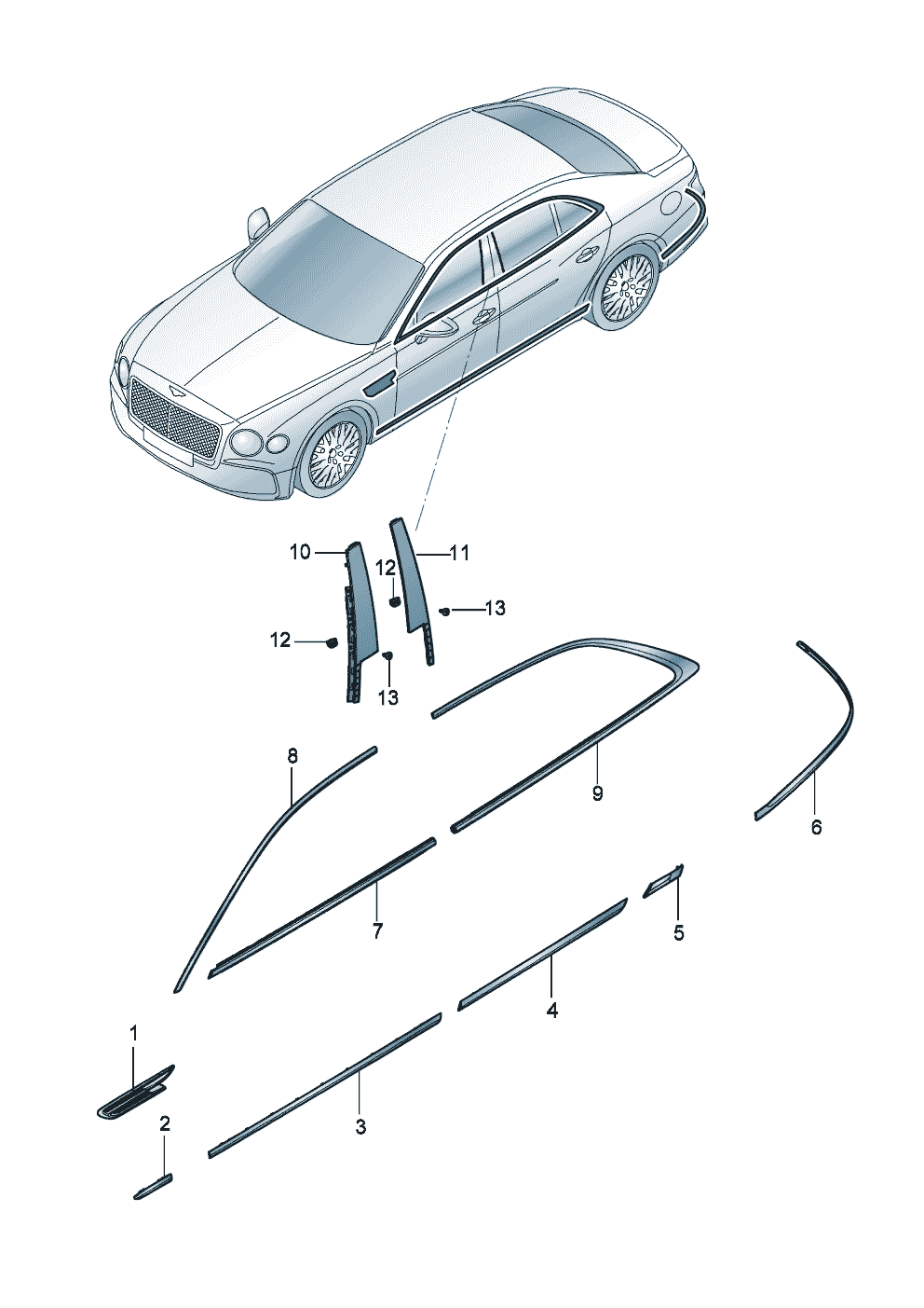 trim strip for fender,
door, side panel of Bentley Bentley Continental Flying Spur (2025) 