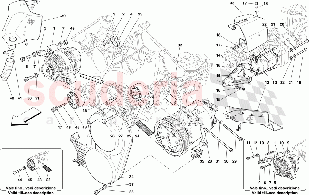 ALTERNATOR, STARTER MOTOR AND AC COMPRESSOR of Ferrari Ferrari 599 GTB Fiorano