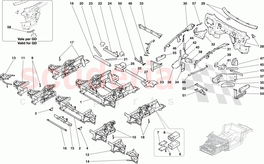 STRUCTURES AND ELEMENTS, FRONT OF VEHICLE of Ferrari Ferrari 612 Scaglietti