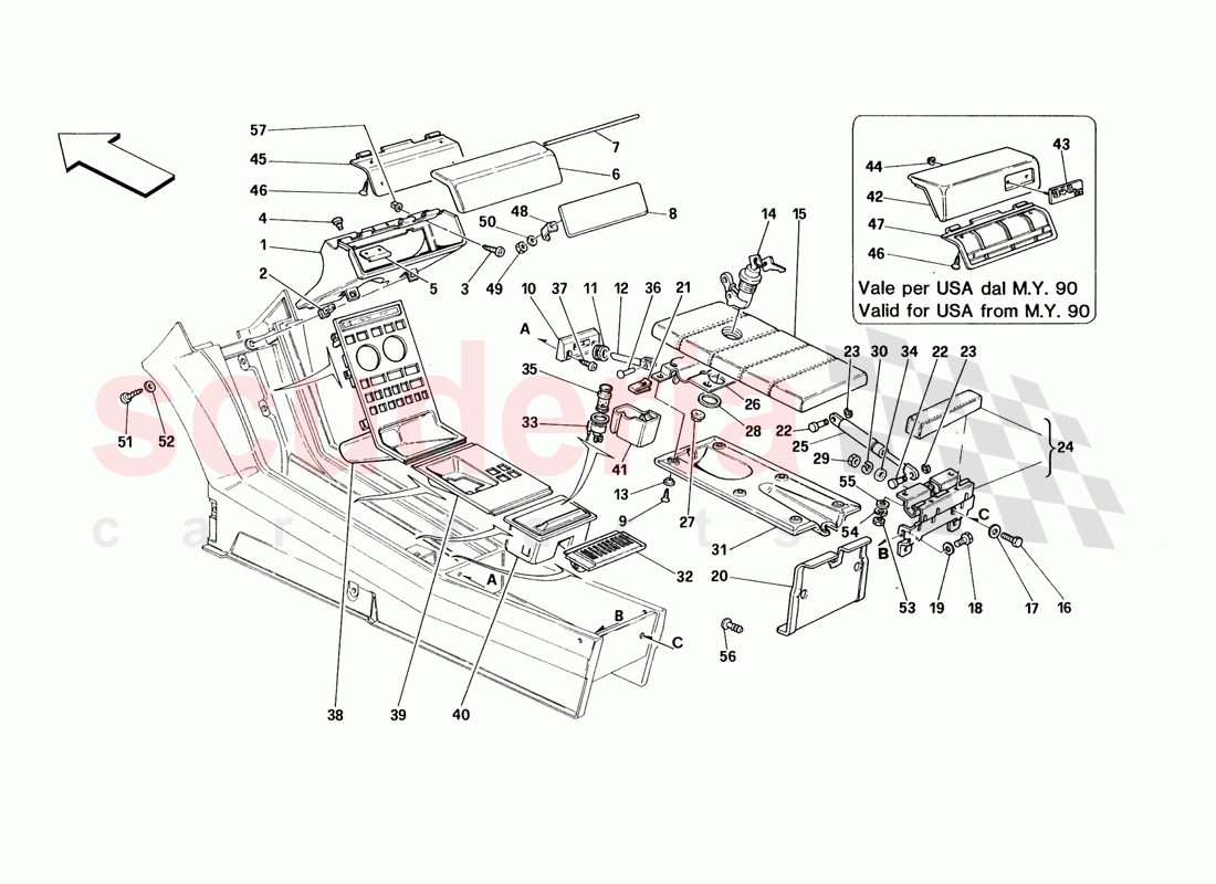 Tunnel - Accessories - Valid for TS - Door With Key Version of Ferrari Ferrari 348 TB (1993)