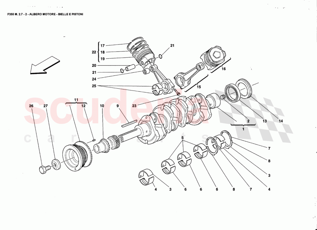 DRIVING SHAFT - CONNECTING RODS ANO PISTONS of Ferrari Ferrari 355 (2.7 Motronic)