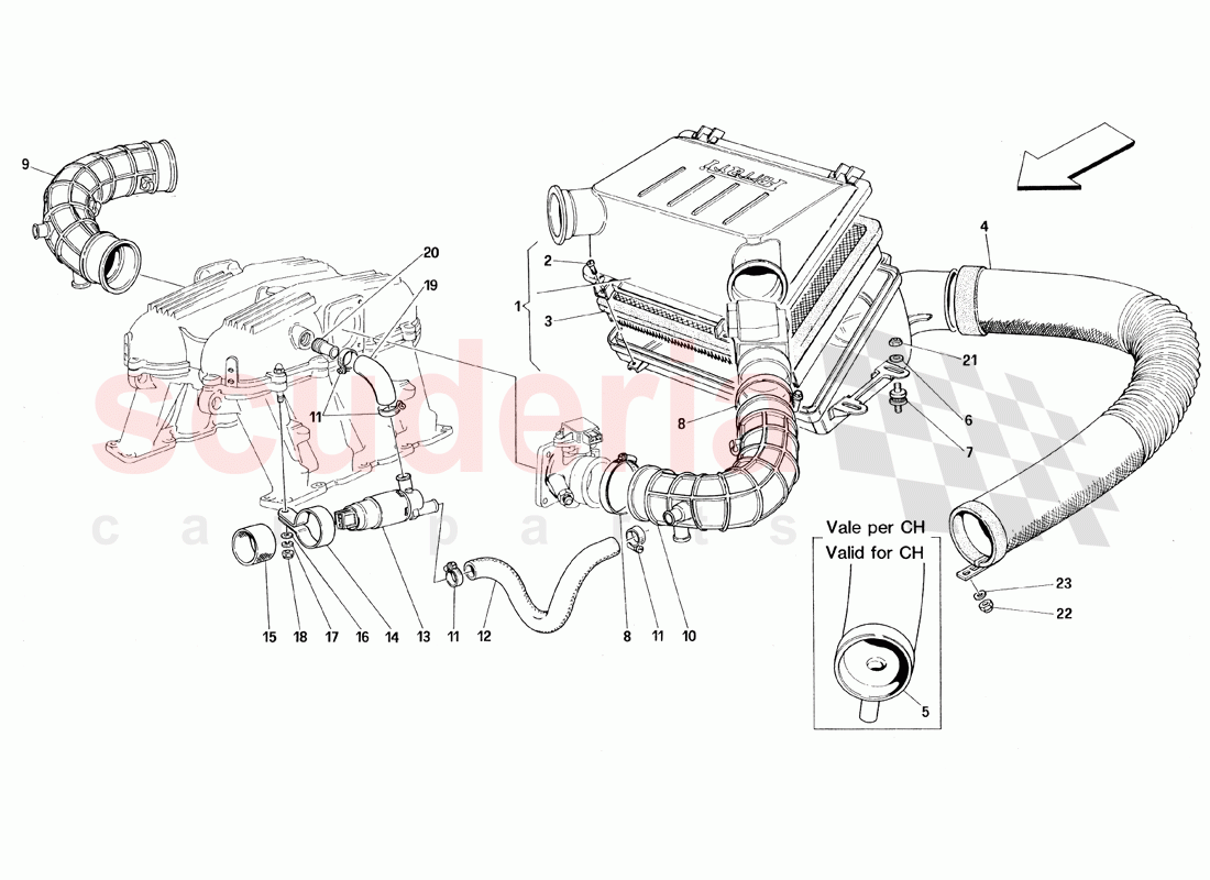 Air Intake - Motronic 2.7 of Ferrari Ferrari 348 TB (1993)