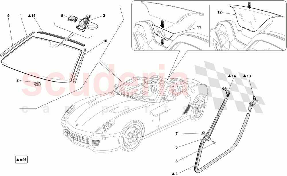 SCREENS, WINDOWS AND SEALS of Ferrari Ferrari 599 SA Aperta