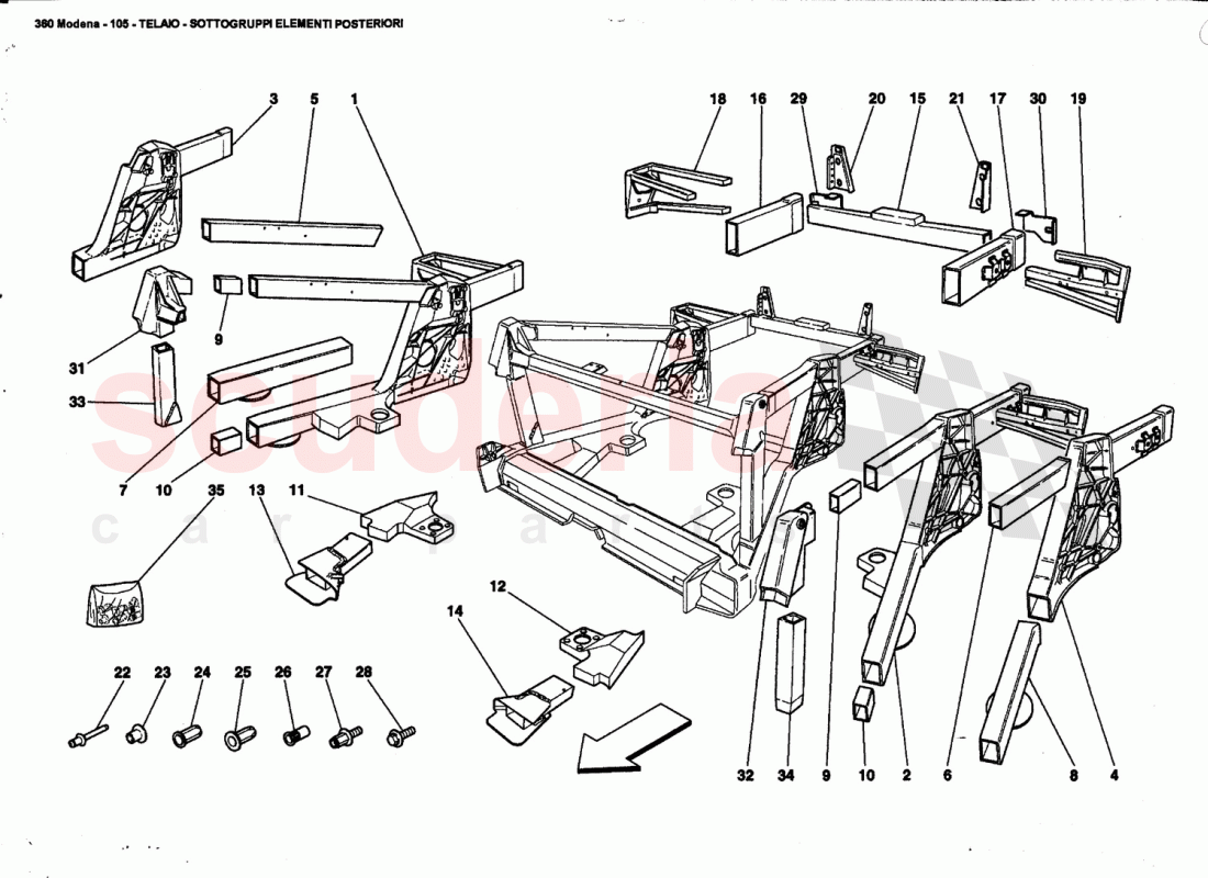 FRAME - REAR ELEMENTS SUB-GROUPS of Ferrari Ferrari 360 Modena