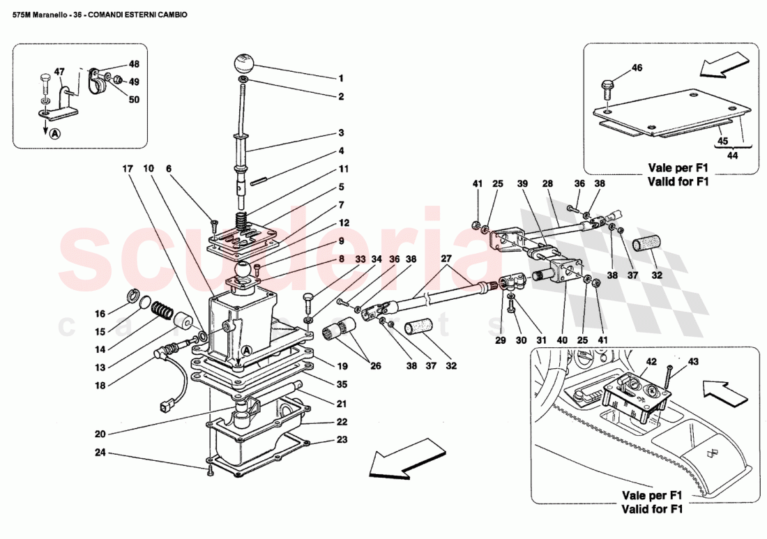 OUTSIDE GEARBOX CONTROLS of Ferrari Ferrari 575M Maranello