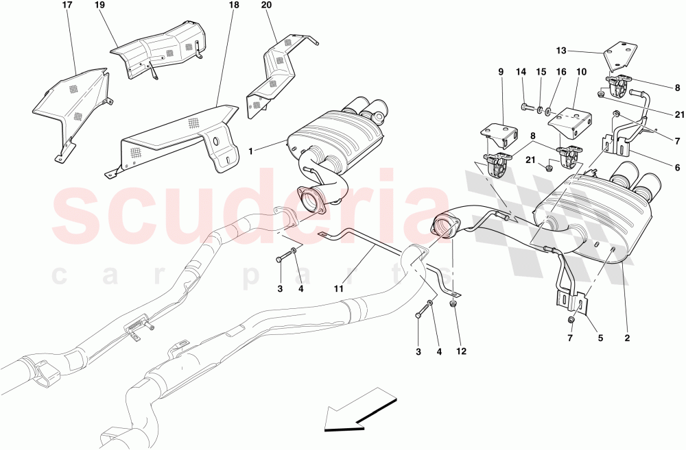 REAR EXHAUST SYSTEM of Ferrari Ferrari 599 SA Aperta