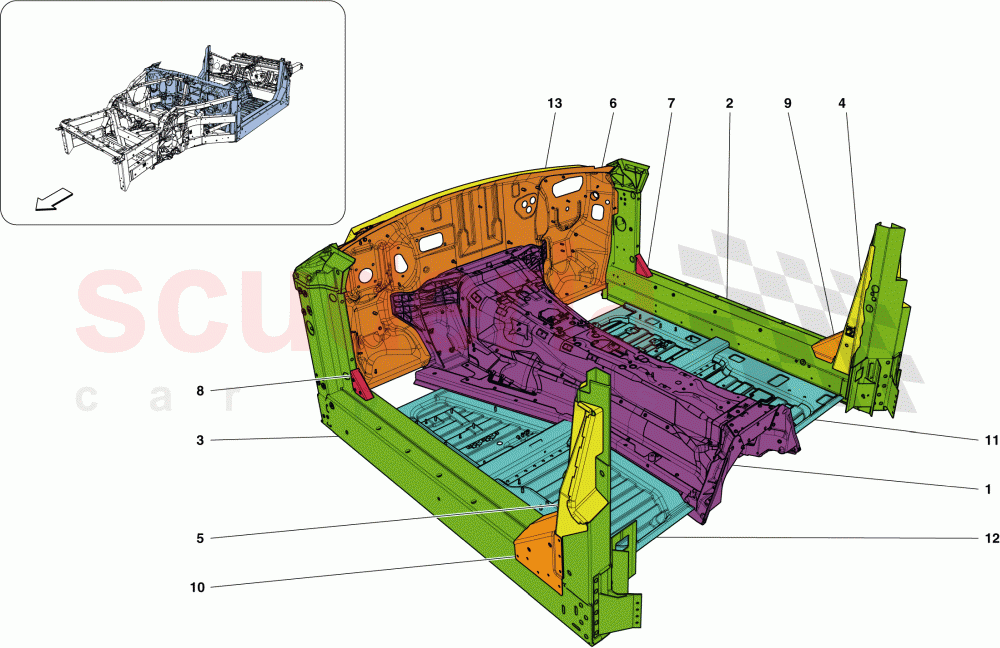 STRUCTURES AND ELEMENTS, CENTRE OF VEHICLE of Ferrari Ferrari California T