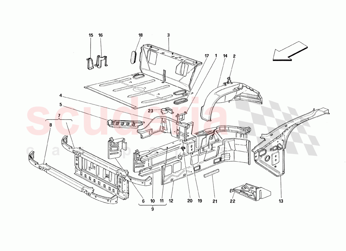 Front Part Structures of Ferrari Ferrari 348 TB (1993)