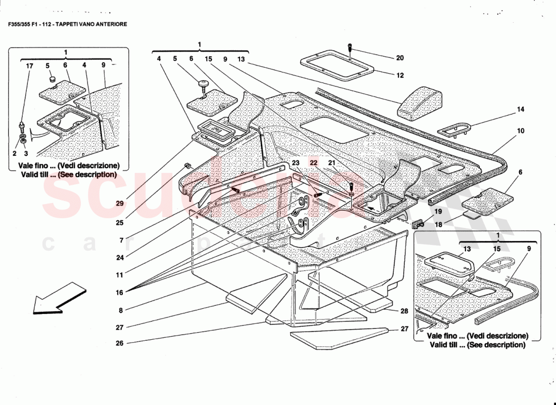 FRONT COMPARTMENT CARPETS of Ferrari Ferrari 355 (5.2 Motronic)