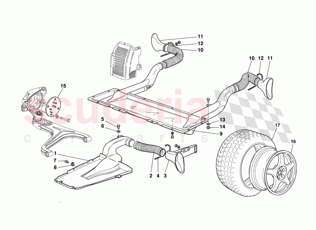 Wheels and Brake Air Intakes of Ferrari Ferrari 348 Challenge (1995)