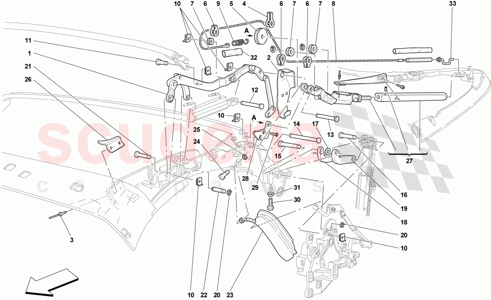 ROOF KINEMATICS - UPPER PART -Applicable for Spider 16M- of Ferrari Ferrari 430 Scuderia