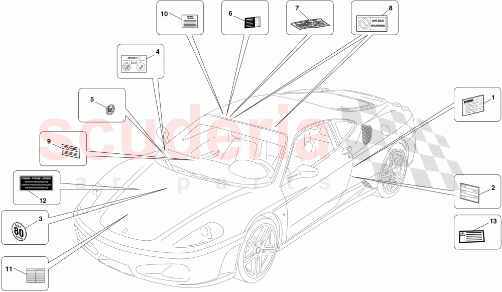 ADHESIVE LABELS AND PLAQUES of Ferrari Ferrari 430 Coupe