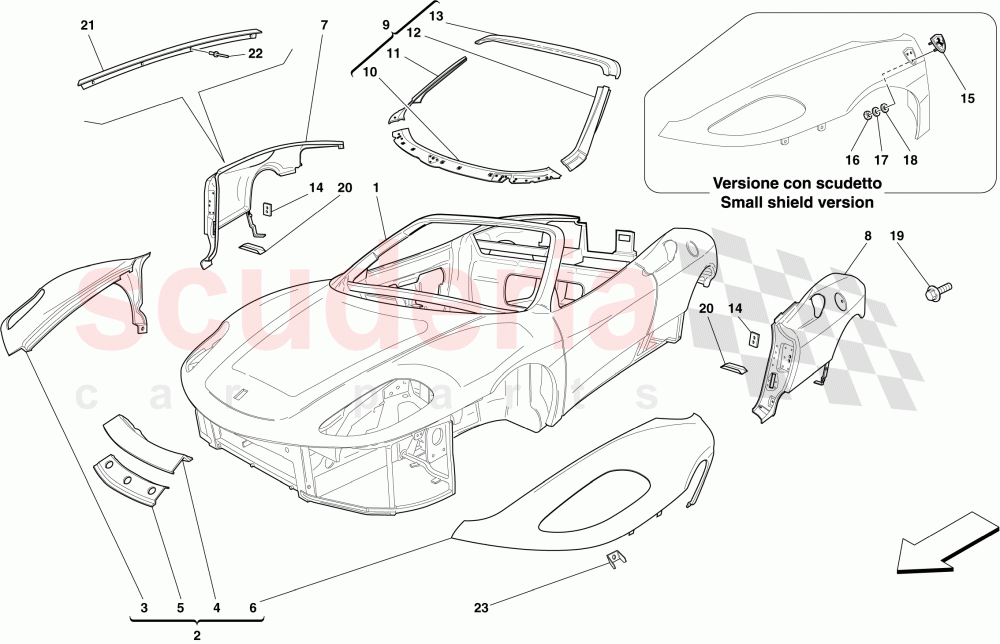 BODYSHELL - EXTERNAL TRIM of Ferrari Ferrari 430 Spider