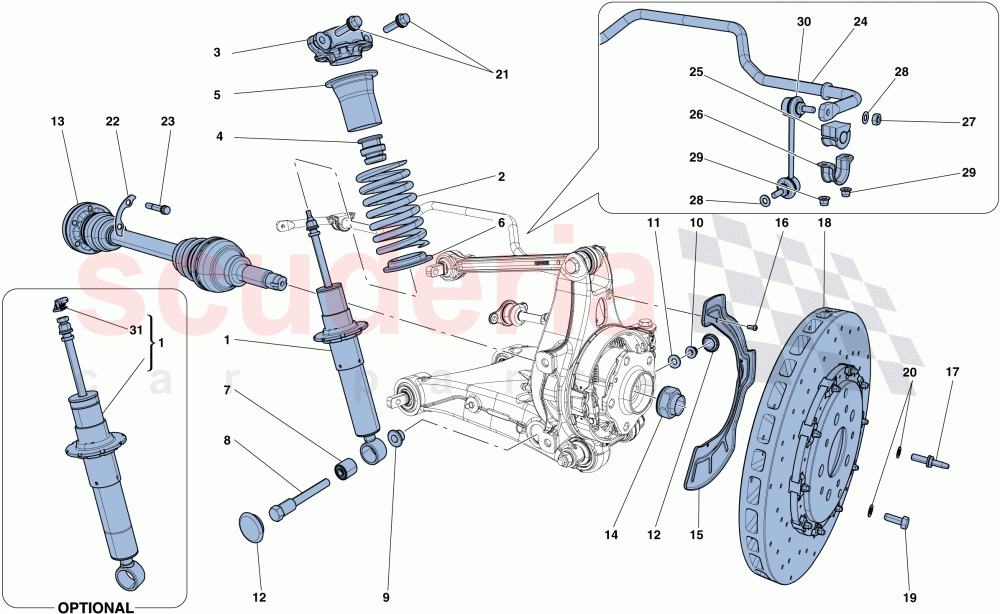 REAR SUSPENSION - SHOCK ABSORBER AND BRAKE DISC of Ferrari Ferrari California T