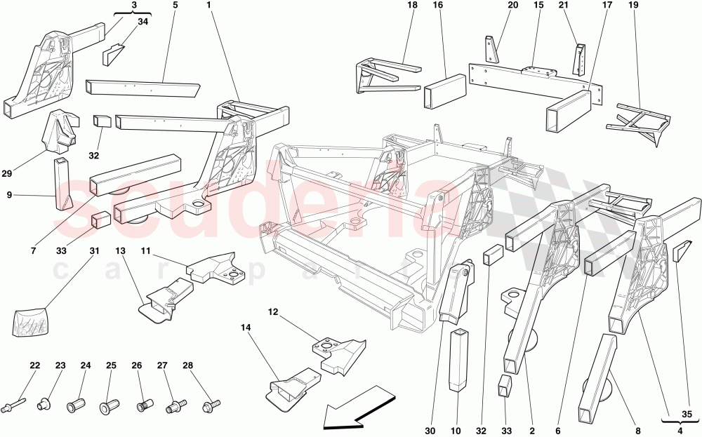 CHASSIS - REAR ELEMENT SUBASSEMBLIES of Ferrari Ferrari 430 Spider