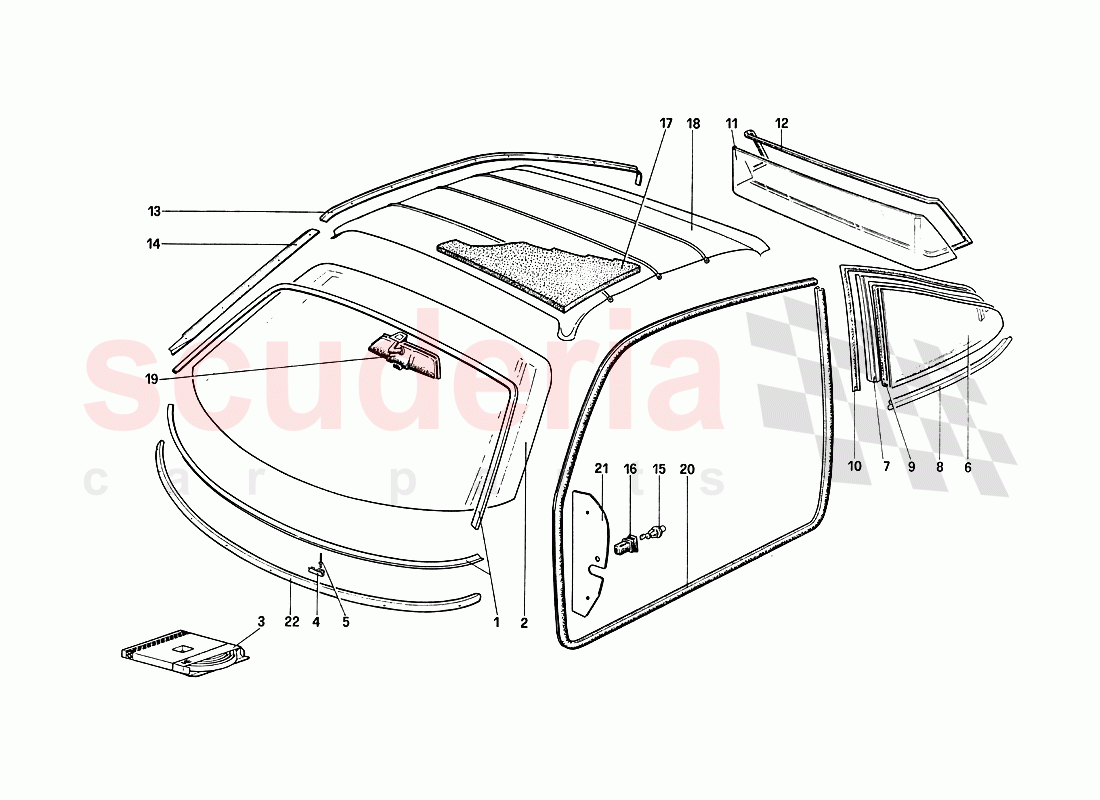 Glasses and Gaskets of Ferrari Ferrari 288 GTO