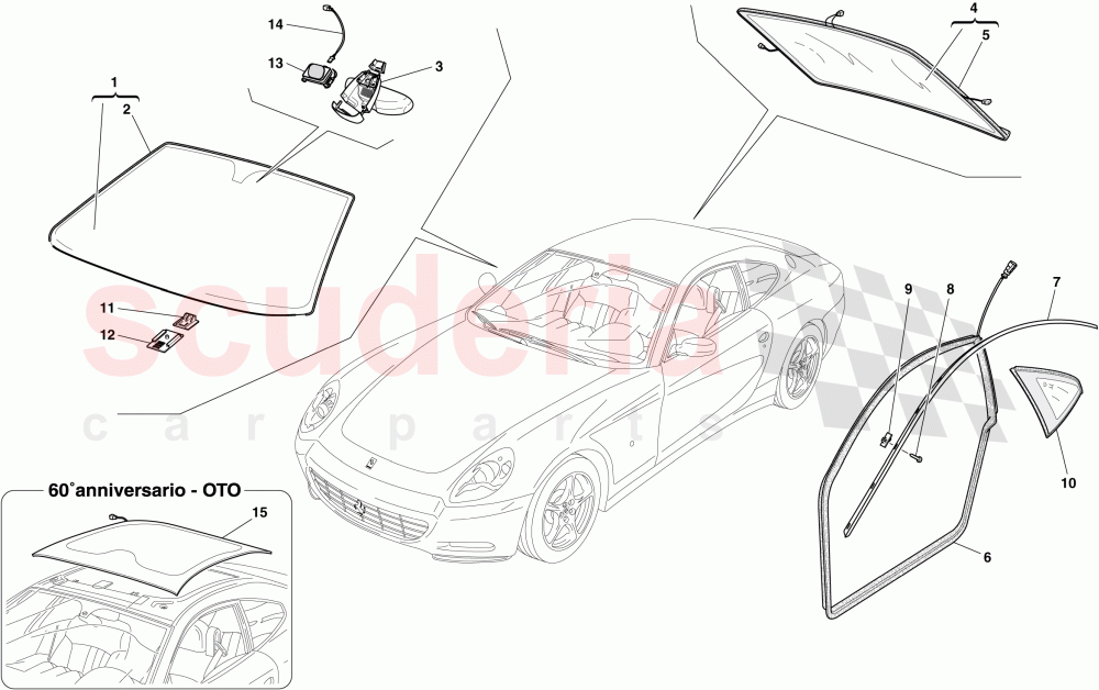 SCREENS, WINDOWS AND SEALS of Ferrari Ferrari 612 Sessanta