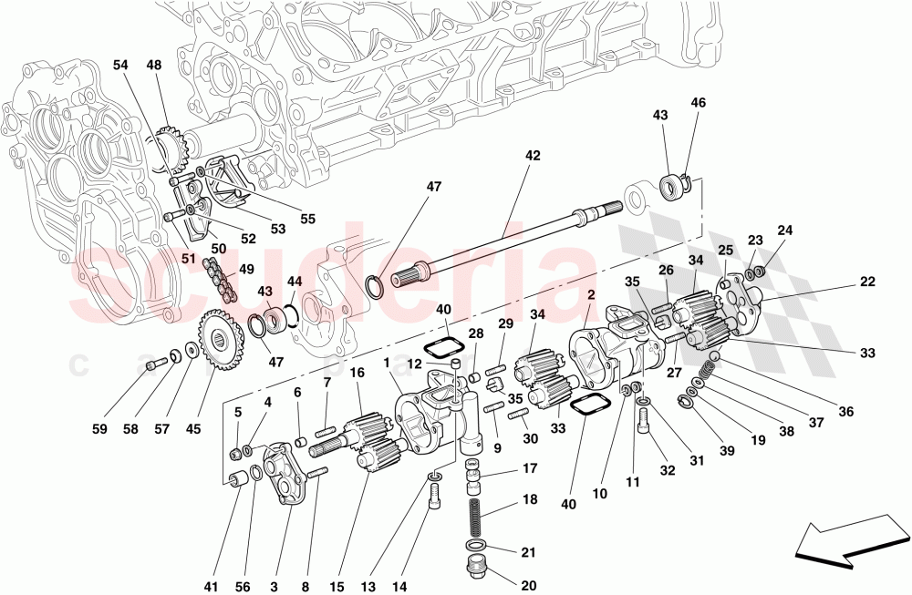 LUBRICATION - OIL PUMPS of Ferrari Ferrari 612 Scaglietti