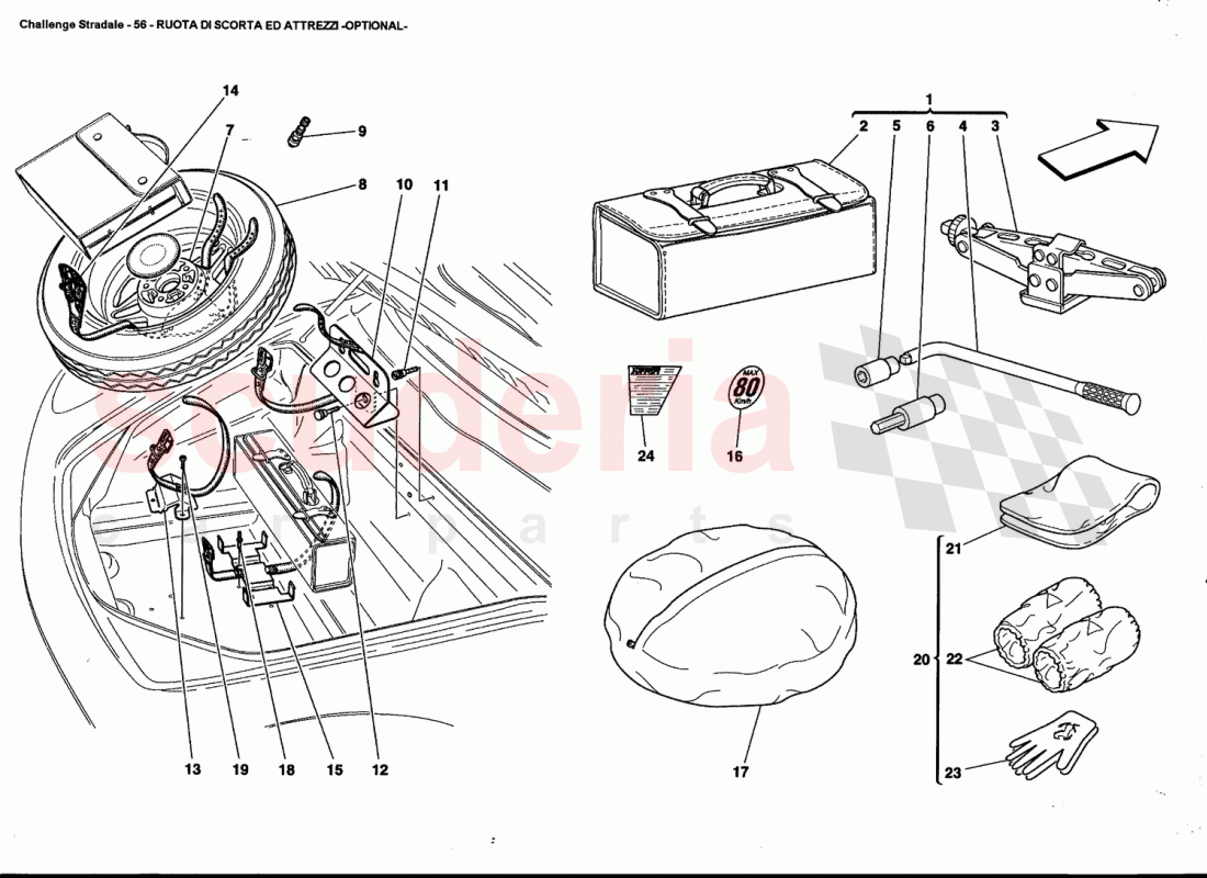 SPARE WHEEL AND EQUIPMENT -OPTIONAL- of Ferrari Ferrari 360 Challenge Stradale