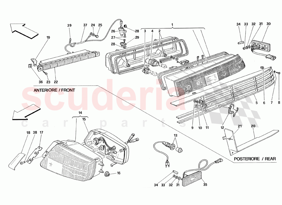 Front and Rear Lights of Ferrari Ferrari 348 TB (1993)