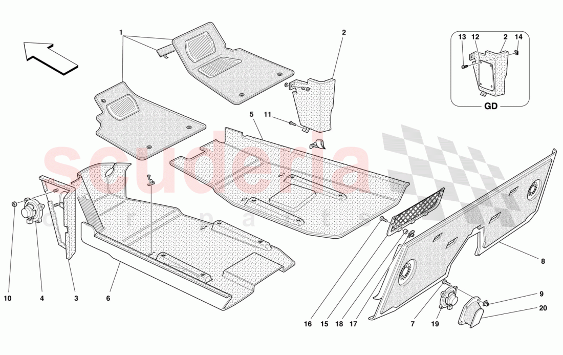 PASSENGERS COMPARTMENT UPHOLSTERY AND CARPETS of Ferrari Ferrari 550 Barchetta