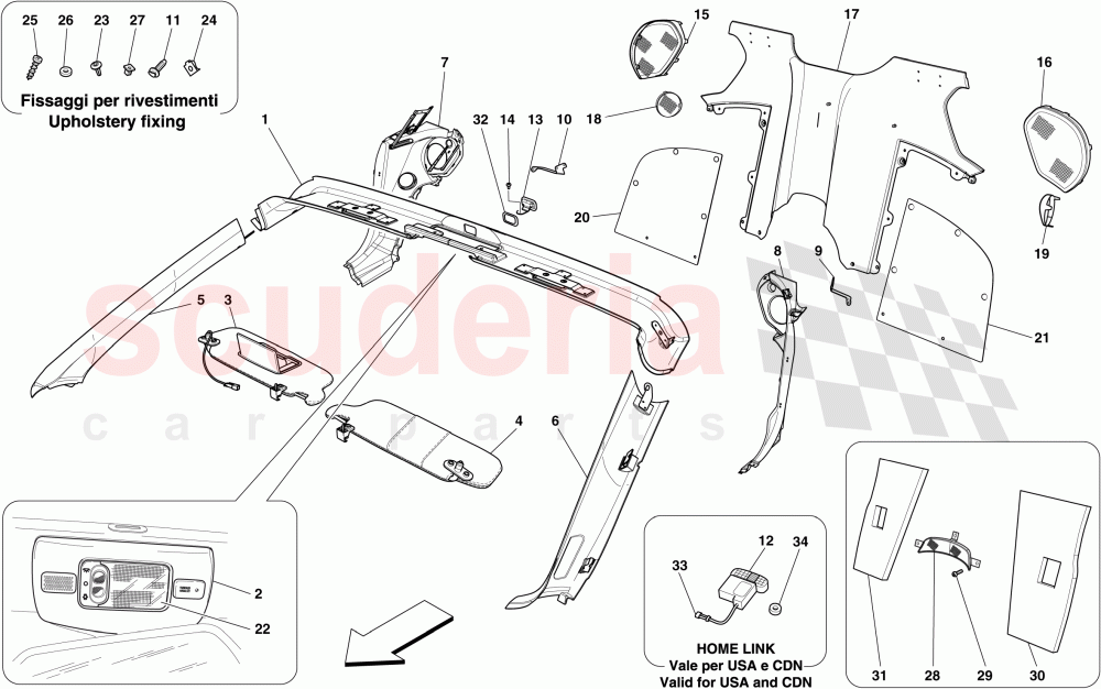 WINDSCREEN RIM AND REAR PASSENGER COMPARTMENT TRIM of Ferrari Ferrari 599 SA Aperta