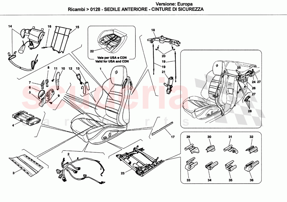 FRONT SEAT - SAFETY BELTS of Ferrari Ferrari California (2008-2011)