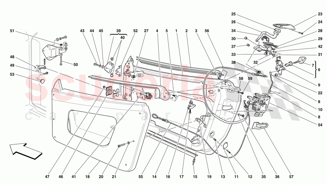 DOORS - FRAMEWORK AND COVERINGS - OPENING CONTROL AND HINGES of Ferrari Ferrari 360 Challenge (2000)