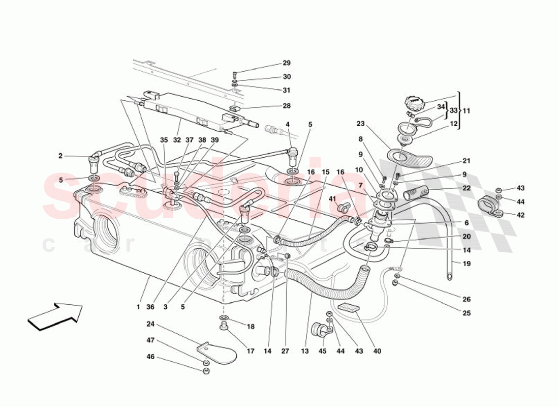 Fuel Tank - Union and Piping -Not for USA and CDN- of Ferrari Ferrari 575 Superamerica