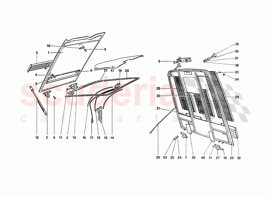 Front and Rear Bonnet of Ferrari Ferrari 288 GTO