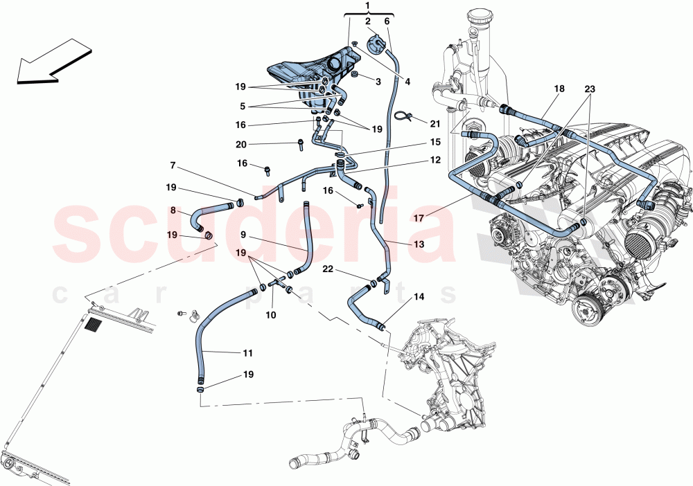 COOLING - HEADER TANK AND PIPES of Ferrari Ferrari F12 Berlinetta