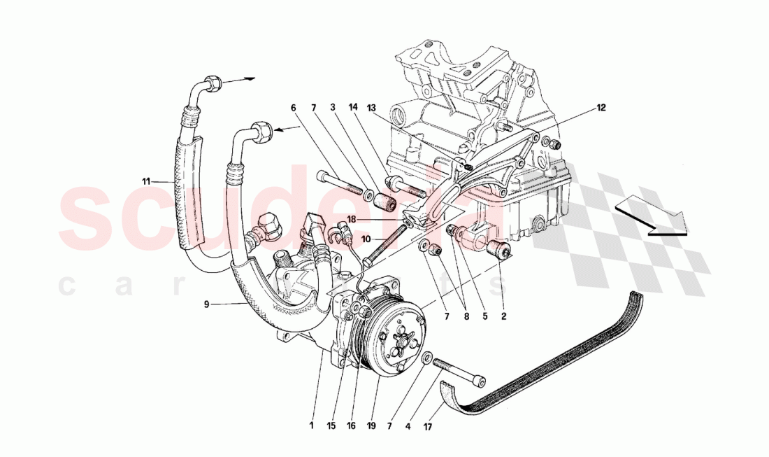 AIR CONDITIONING COMPRESSOR of Ferrari Ferrari 348 (2.7 Motronic)