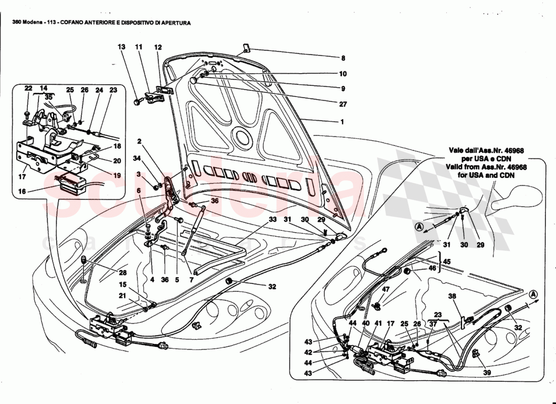 FRONT HOOD AND OPENING DEVICE of Ferrari Ferrari 360 Modena